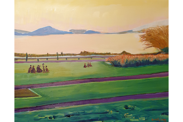 Petit matin sur le lac, vu de Lausanne, 50 x 65